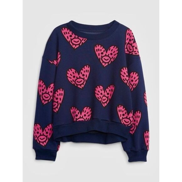NEW Gap × Frank Ape Kids Graphic Sweatshirt Girls 12 X-Large Navy Uniform Graphi - Picture 1 of 9